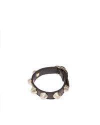 Balenciaga | Black Leather Golden Stud Bracelet | Lyst