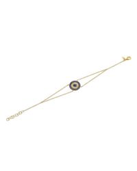 Anne Sisteron - Metallic 14kt Yellow Gold Diamond And Black Diamond Evil Eye Disc Bracelet - Lyst