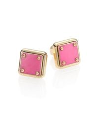 Marc By Marc Jacobs | Pink Id Plaque Stud Earrings | Lyst