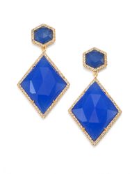 Mija | Dark Blue Jade & White Sapphire Kite Drop Earrings | Lyst