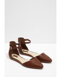 brown flats with ankle strap