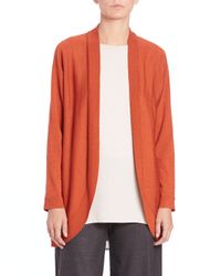 Eileen Fisher | Orange Wool Jersey Oval Cardigan | Lyst