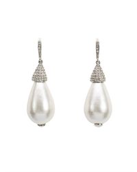 Oscar de la Renta | Metallic Pearl and Swarovski Petite Drop Earrings | Lyst