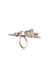 Lydia Courteille | Multicolor 18k Yellow Gold Kites Ring with Diamonds Ename and Sapphires | Lyst