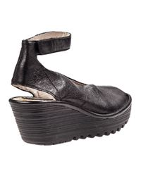Fly London | Yala Wedge Sandal Black Leather | Lyst