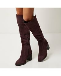 dark red over the knee boots