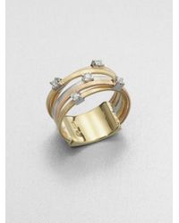 Marco Bicego | Metallic Goa Diamond, 18k White, Rose & Yellow Gold Five-strand Ring | Lyst