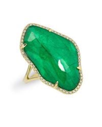 Anne Sisteron - Green 14kt Yellow Gold Emerald Nuage Diamond Ring - Lyst