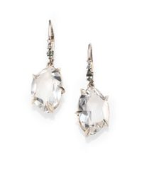 Alexis Bittar Fine | Metallic Silver Ice Marquis Clear Quartz, Green Sapphire & Sterling Silver Drop Earrings | Lyst
