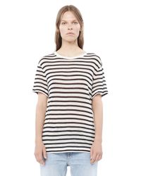 Alexander Wang | Black Stripe Linen Short Sleeve Tee | Lyst