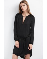 Velvet By Graham & Spencer - Black Amorita Satin V-neck Dress - Lyst