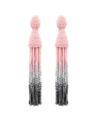Oscar de la Renta | Soft Pink & Metallic Long Ombré Tassel Earrings | Lyst