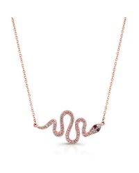 Anne Sisteron - Pink 14kt Rose Gold Ruby Eye Diamond Snake Necklace - Lyst