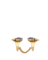 Ela Stone | Metallic Marla' Double Chain Link Hematite Stone Ring | Lyst