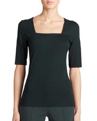Akris Punto | Green Squareneck Jersey Top | Lyst