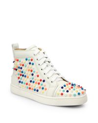 white christian louboutin wedges