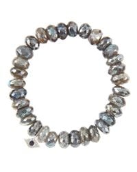 Sydney Evan | Gray Small Eyelash Evil Eye Charm Bracelet | Lyst