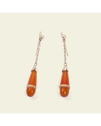 Erica Weiner - Orange Art Deco Carnelian And Rock Crystal Earrings - Lyst