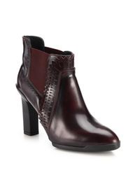 Tod's | Purple Laser-cut Leather Chelsea Booties | Lyst