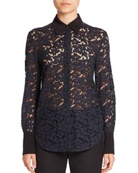 3.1 Phillip Lim | Blue Silk-trim Lace Shirt | Lyst