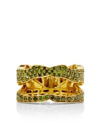 Marc Alary | Metallic 18k Yellow Gold and Green Diamond Crocodile Ring | Lyst