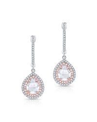 Anne Sisteron - Metallic 14kt White And Rose Gold White Topaz Diamond Double Halo Earrings - Lyst