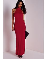 red choker maxi dress