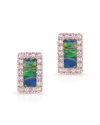 Anne Sisteron - Metallic 14kt Rose Gold Opal Diamond Bar Stud Earrings - Lyst
