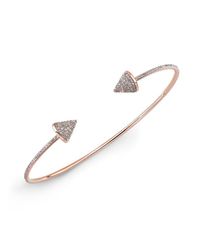 Anne Sisteron - Pink 14kt Rose Gold Diamond Rounded Arrow Cuff - Lyst