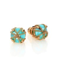 ABS By Allen Schwartz | Blue Chain Wrap Faceted Stud Earrings | Lyst