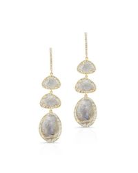 Anne Sisteron - Metallic 14kt Yellow Gold Labradorite Diamond Trickle Earrings - Lyst