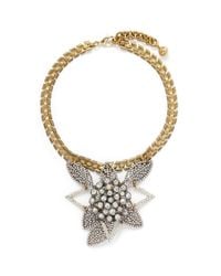 Lulu Frost | Metallic Poseidon Pavé Crystal Leaf Pendant Necklace | Lyst