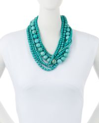 Kenneth Jay Lane | Blue Stabilized-turquoise Bead Multistrand Necklace | Lyst