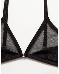 black mesh and eyelash lace triangle bra umbrella