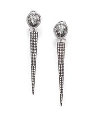 Meira T | Rutilated Quartz, Diamond & 14k White Gold Spike Drop Earrings | Lyst