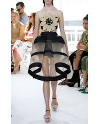 Delpozo | Metallic Triple Silk Organza Crop Top With Floral Raffia Appliqué | Lyst