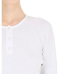 Moschino | White Cropped Ribbed Cotton T-shirt | Lyst