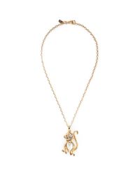Kenneth Jay Lane | Metallic Crystal Faux Pearl Monkey Necklace | Lyst