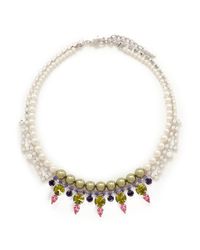 Joomi Lim | Metallic Crystal Pearl Double Strand Necklace | Lyst
