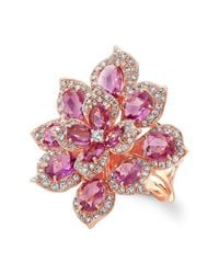 Anne Sisteron - 18kt Rose Gold Pink Sapphire Diamond Lotus Ring - Lyst