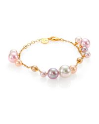 Majorica | Metallic 6mm-12mm White, Champagne, Nuage & Rose Round Pearl Charm Bracelet | Lyst