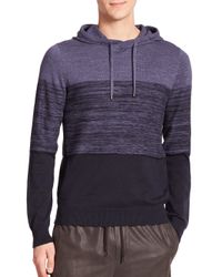 Vince | Blue Striped Cotton & Cashmere Blend Hoodie for Men | Lyst