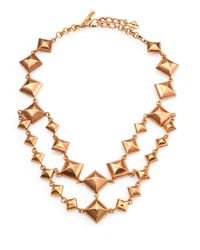 Oscar de la Renta | Metallic Doublestrand Pyramid Stud Necklace | Lyst