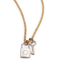 Marc By Marc Jacobs | Metallic Lock & Key Pendant Necklace/goldtone | Lyst