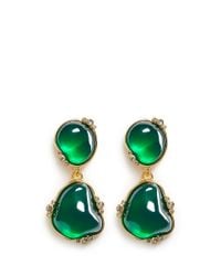 Kenneth Jay Lane | Green Cabochon Stone Drop Clip Earrings | Lyst
