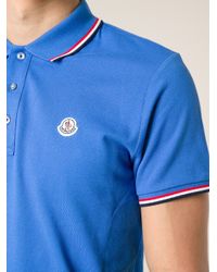 Moncler Slim Fit Polo Shirt in Blue for Men - Lyst