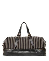John Varvatos | Natural Striped Ramie & Cotton Canvas Duffle Bag for Men | Lyst