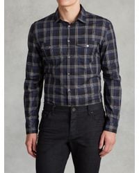 John Varvatos | Blue Military Inspired Slim Fit Shirt for Men | Lyst