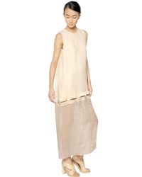 Stella McCartney | Natural Organza Bottom Viscose Satin Long Dress | Lyst