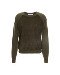 Carolina Herrera | Green Combination Knit and Suede Sweater | Lyst